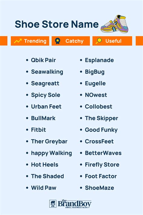 shoes store name ideas